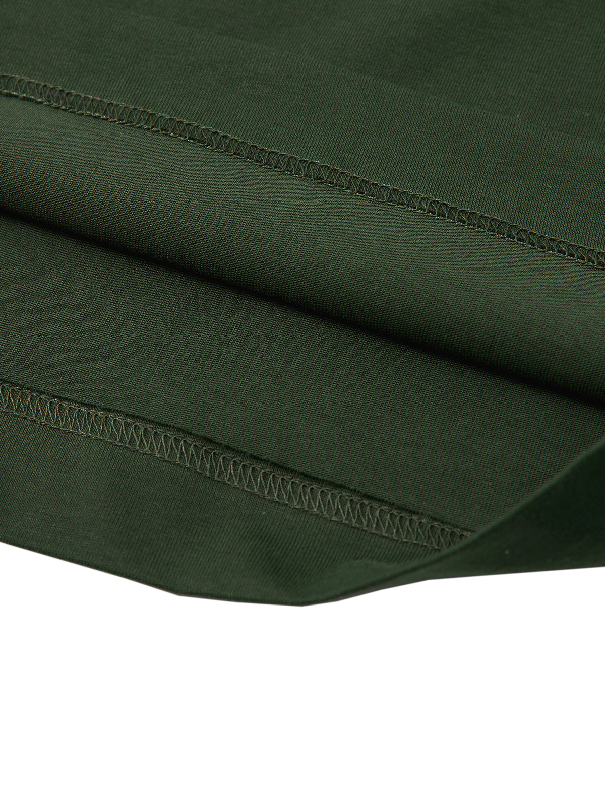 Off Script Essential Cotton Boxy T-Shirt - Dark Green hem and stitching detail