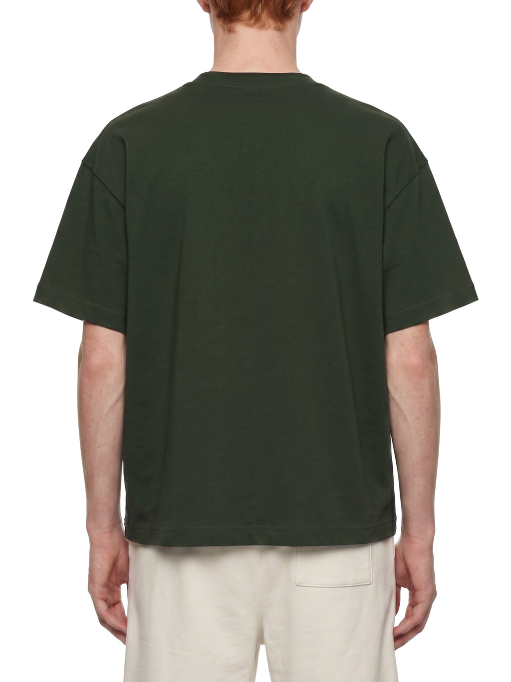 Off Script Essential Cotton Boxy T-Shirt - Dark Green model back view
