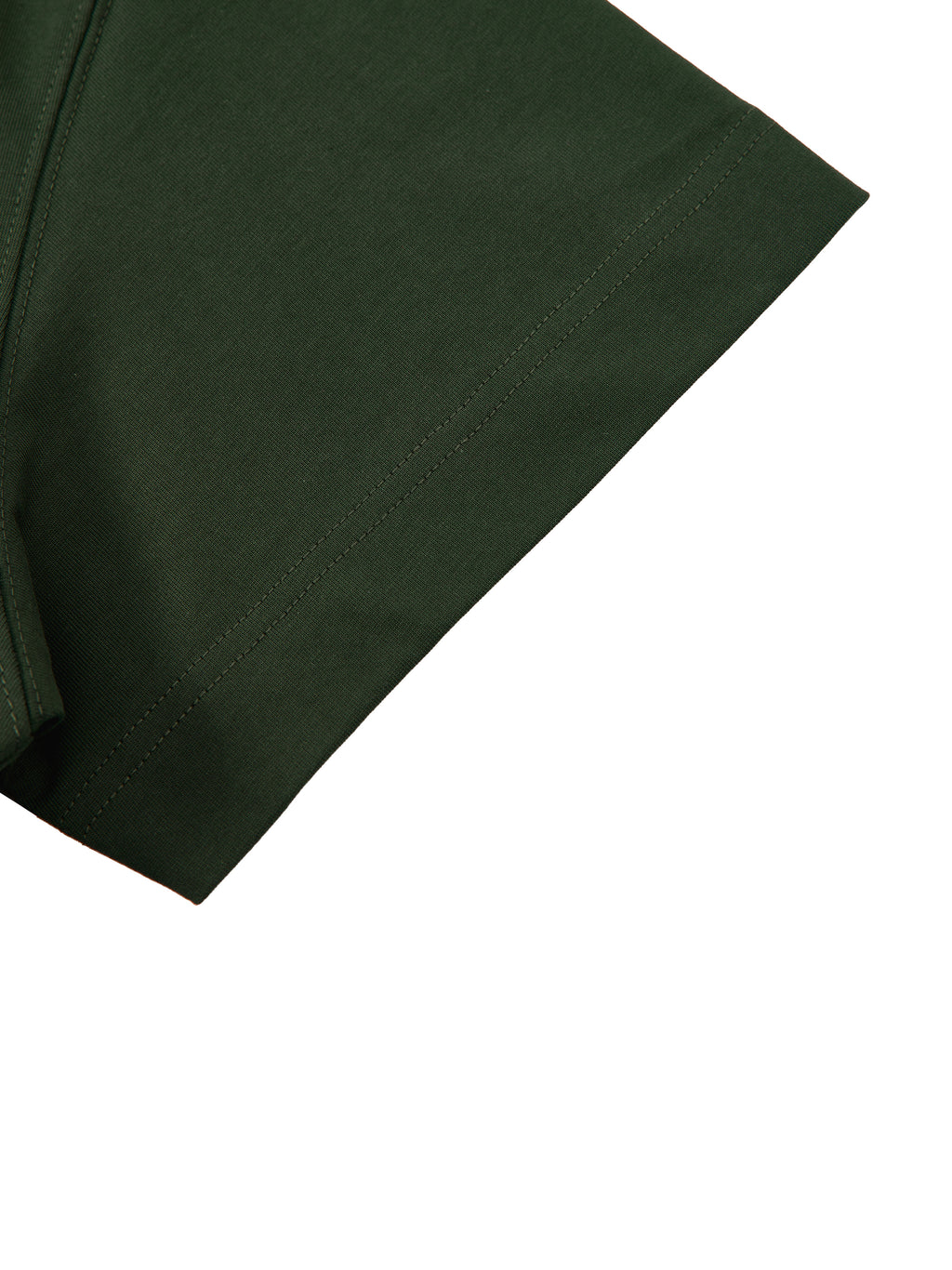 Off Script Essential Cotton Boxy T-Shirt - Dark Green sleeve detail