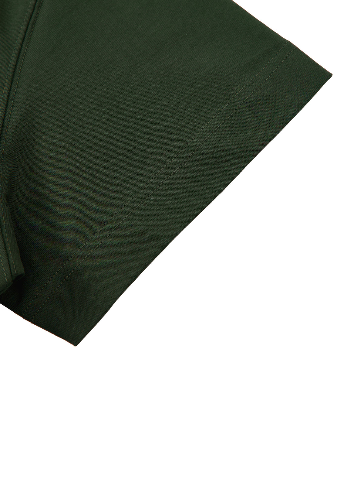 Off Script Essential Cotton Boxy T-Shirt - Dark Green sleeve detail