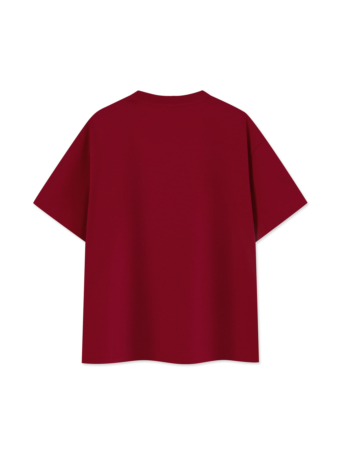 Off Script Essential Cotton Boxy T-Shirt - Dark Red back view
