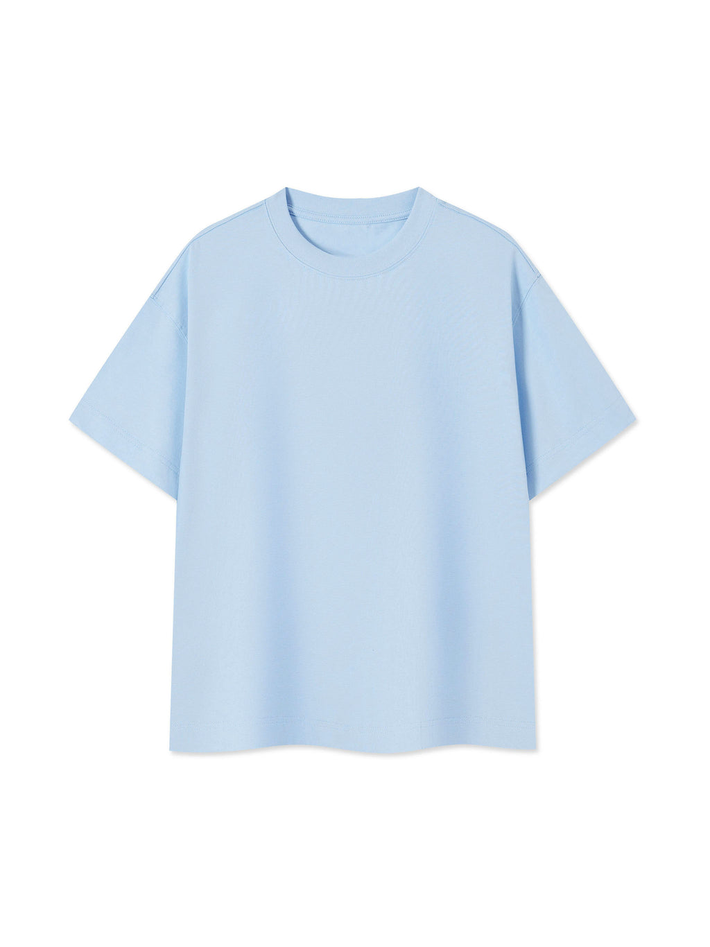 Off Script Essential Cotton Boxy T-Shirt - Sky Blue front view