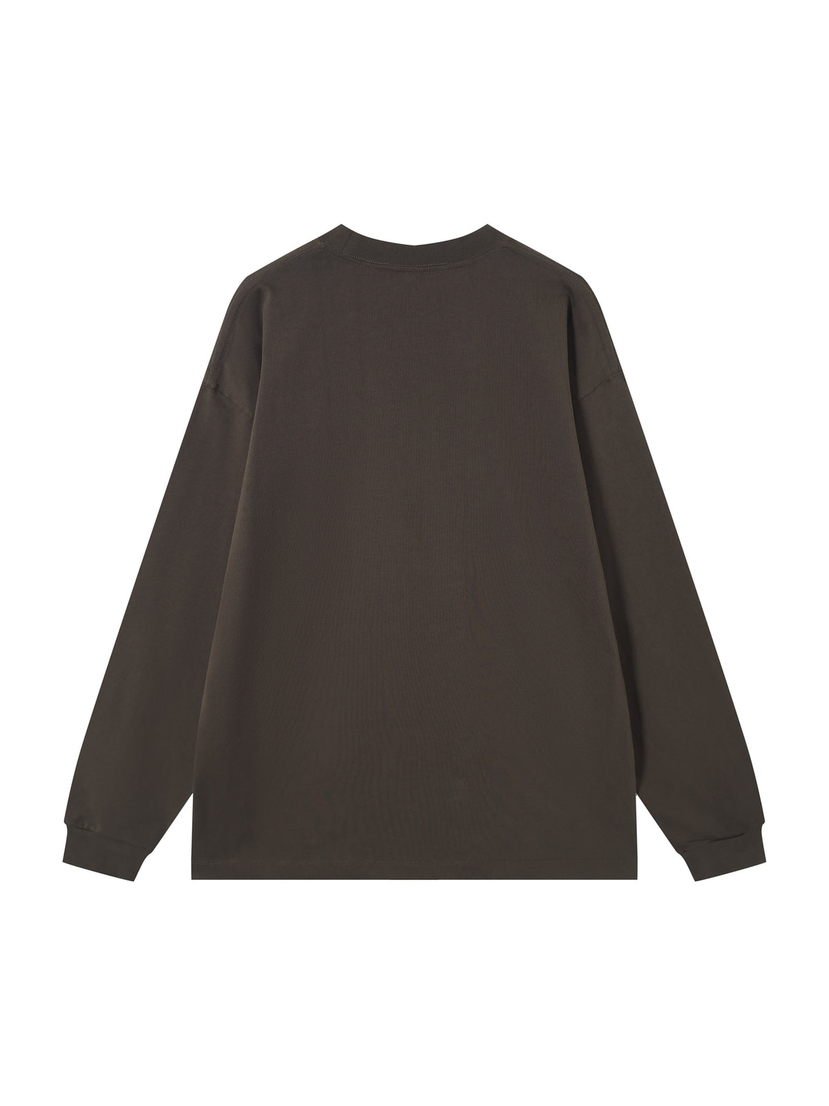 Off Script Essential Cotton Long Sleeve T-Shirt - Coffee back view