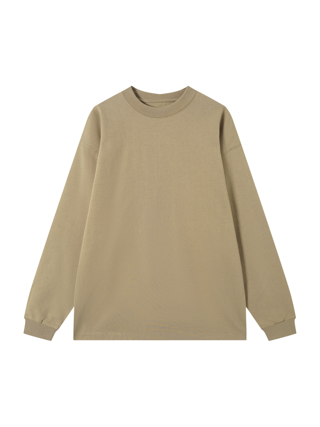 Off Script Essential Cotton Long Sleeve T-Shirt - Khaki front view