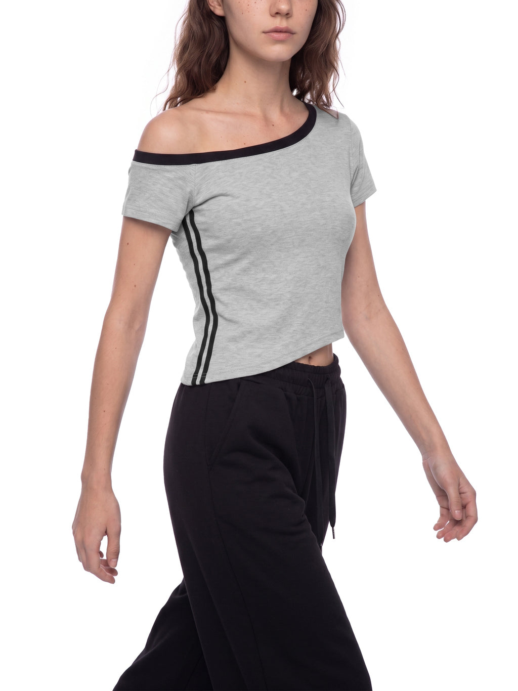 Women's Color Block Off-the-Shoulder T-Shirt