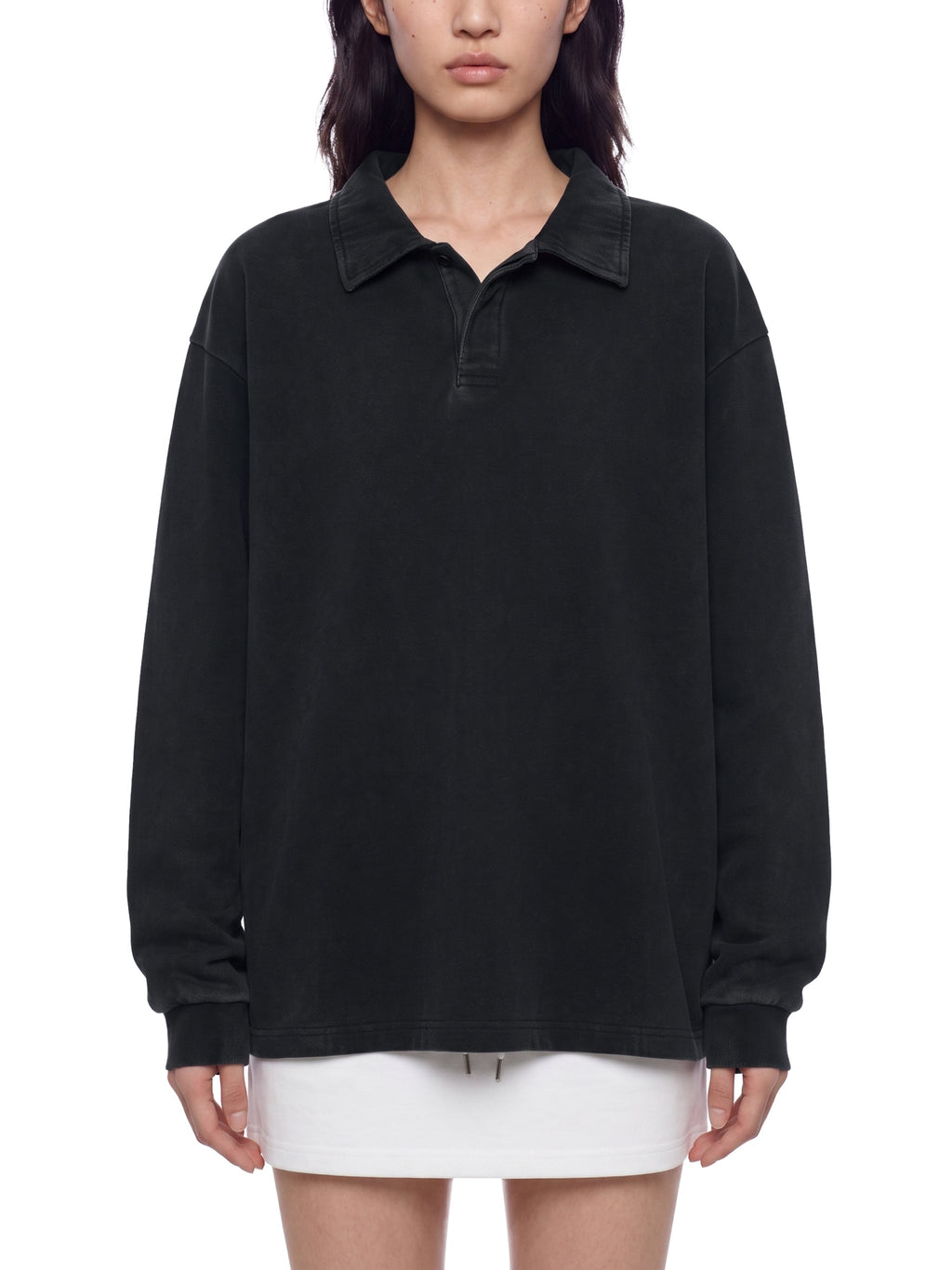 Unisex Loose Long Sleeve Polo Shirt