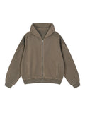 Snow Washed Tape Raw Edge Zip Hoodie
