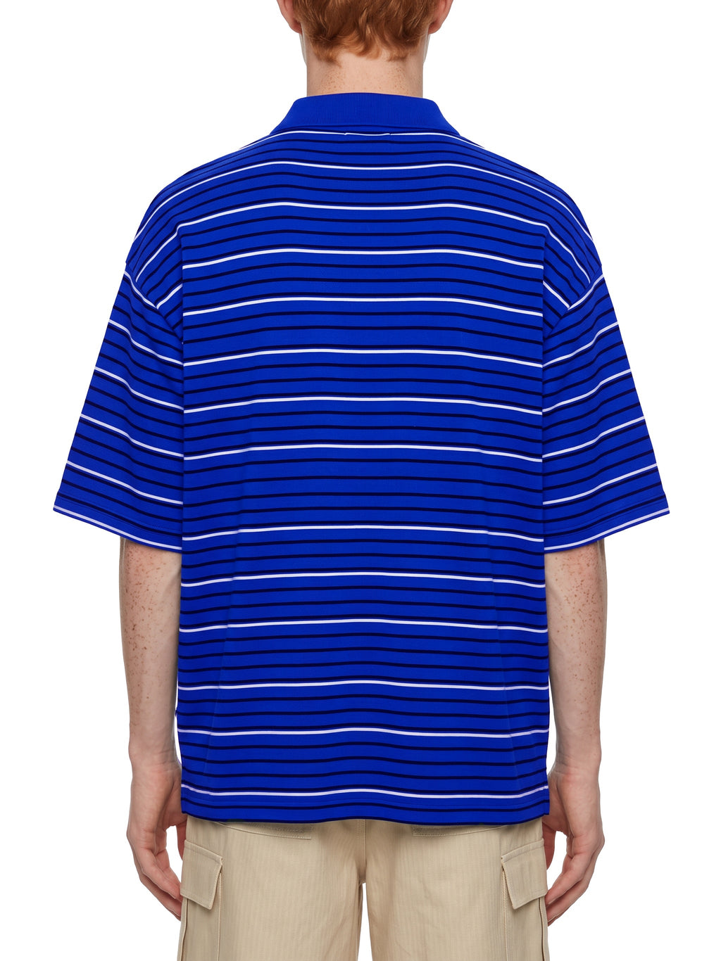 Unisex Striped Boxy Collared Polo Shirt