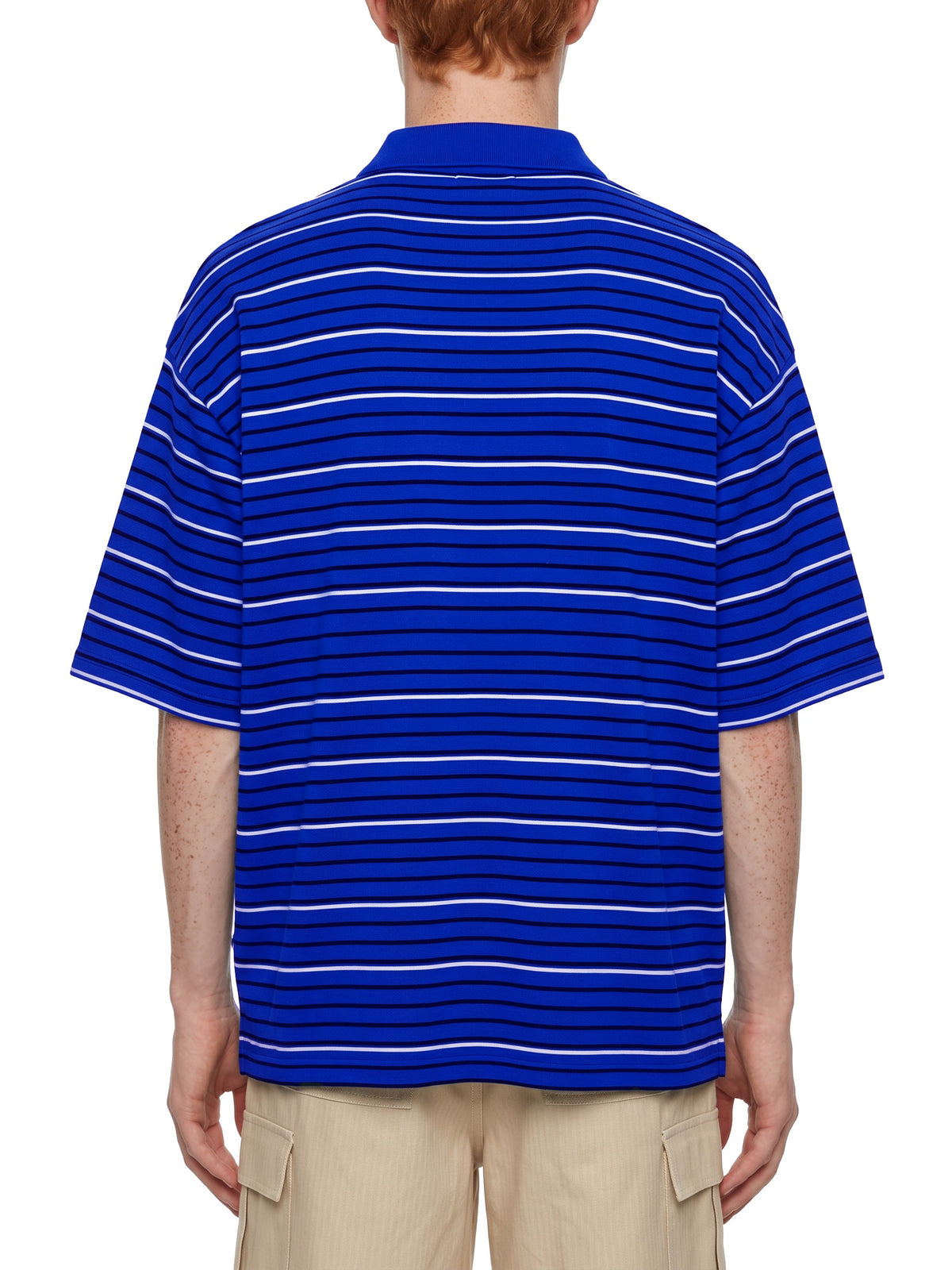 Unisex Striped Boxy Collared Polo Shirt