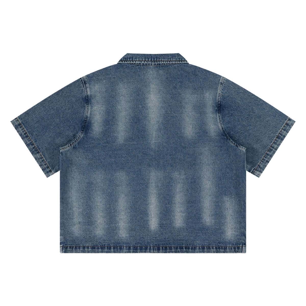 Unisex Vintage Washed Full-Zip Denim Shirt