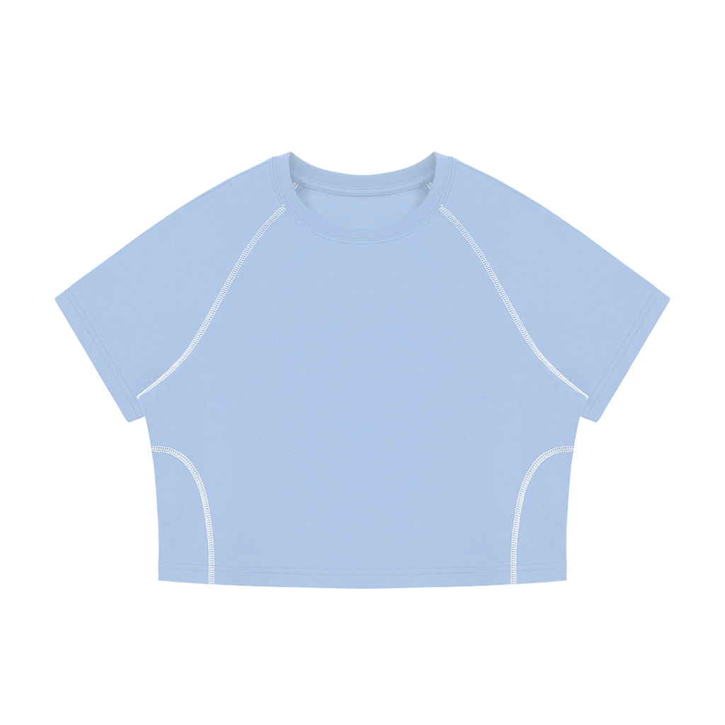 Women's Contrast Stitch Raglan Crop T-Shirt