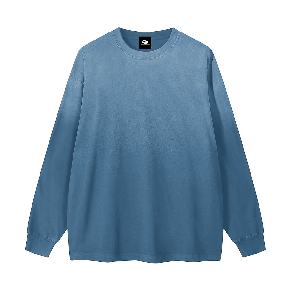 Jeans Blue Gradient Washed Long Sleeve T-Shirt front view