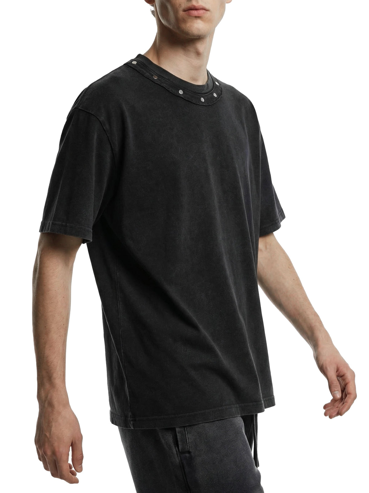 Unisex Washed Boxy Studded T-Shirt