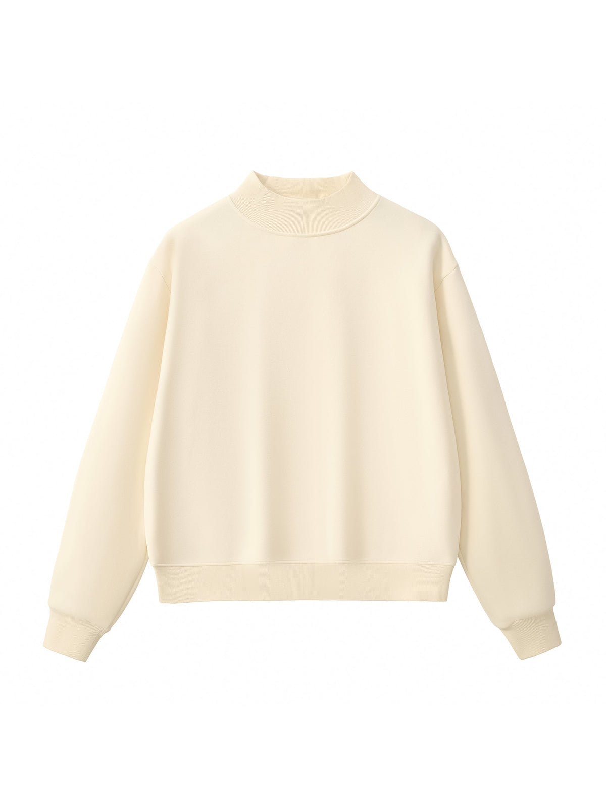 Essential Fleece Mock-Neck Crew Sweatshirt – Cream Apricot