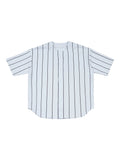 White Unisex Pinstripe Baseball Jersey front view