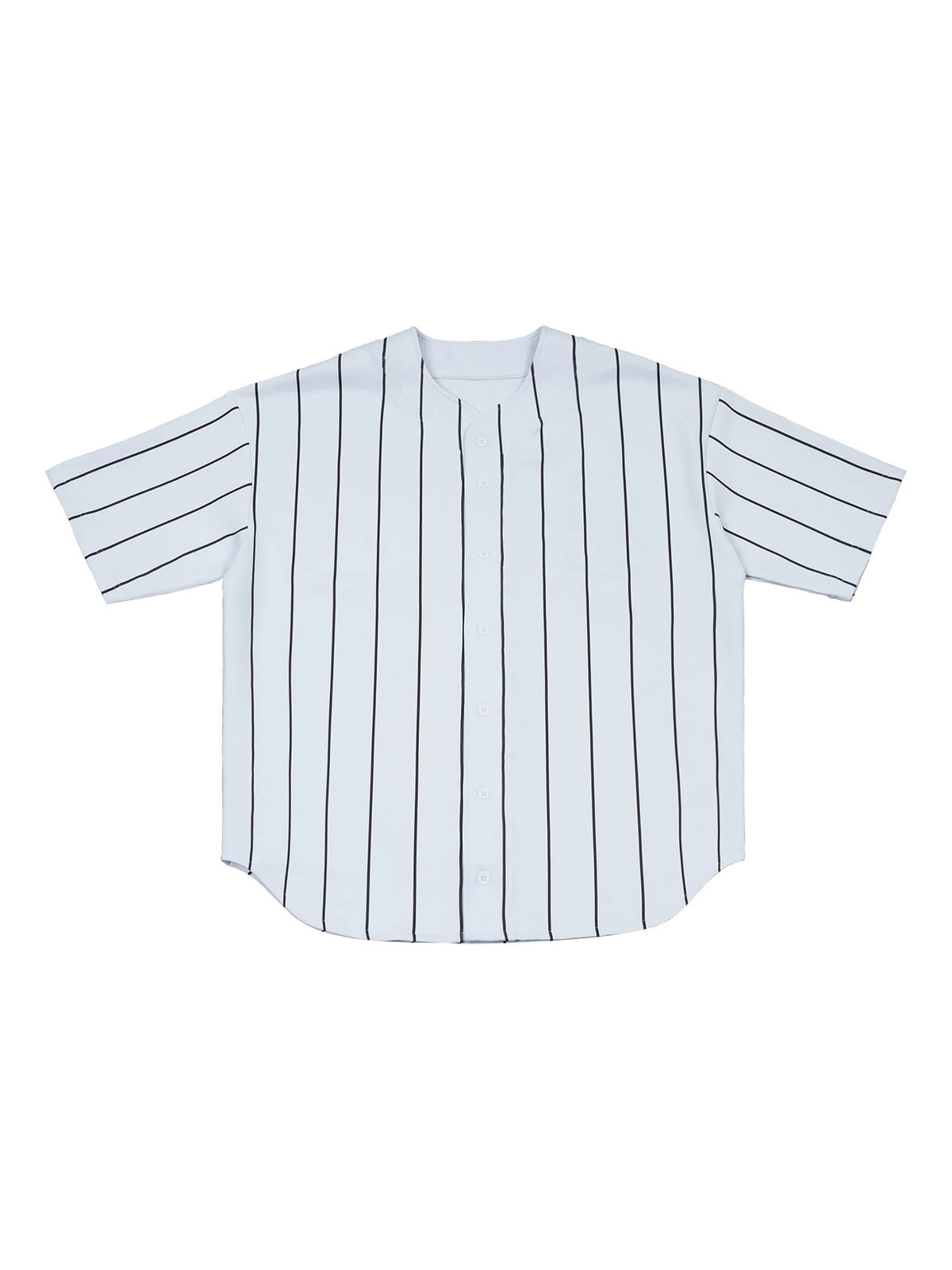 White Unisex Pinstripe Baseball Jersey front view