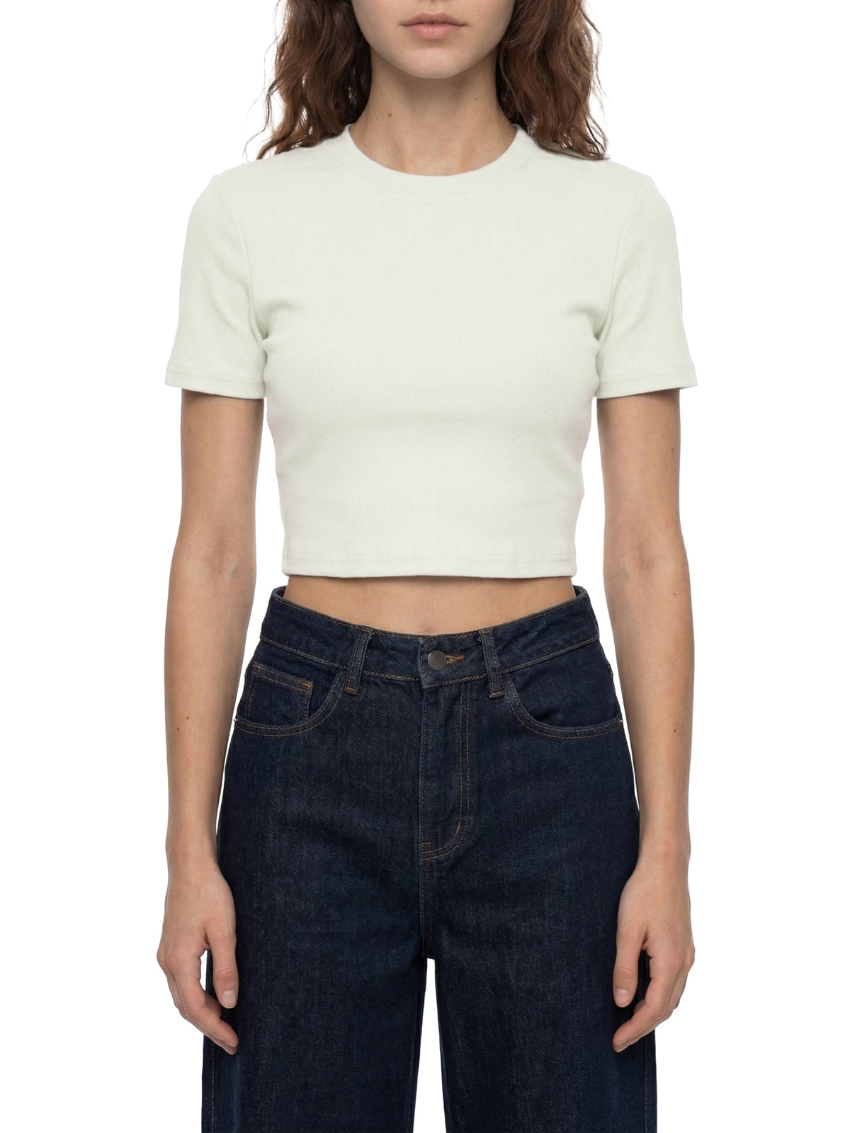 Women's Slim Ribbed Crop T-Shirt