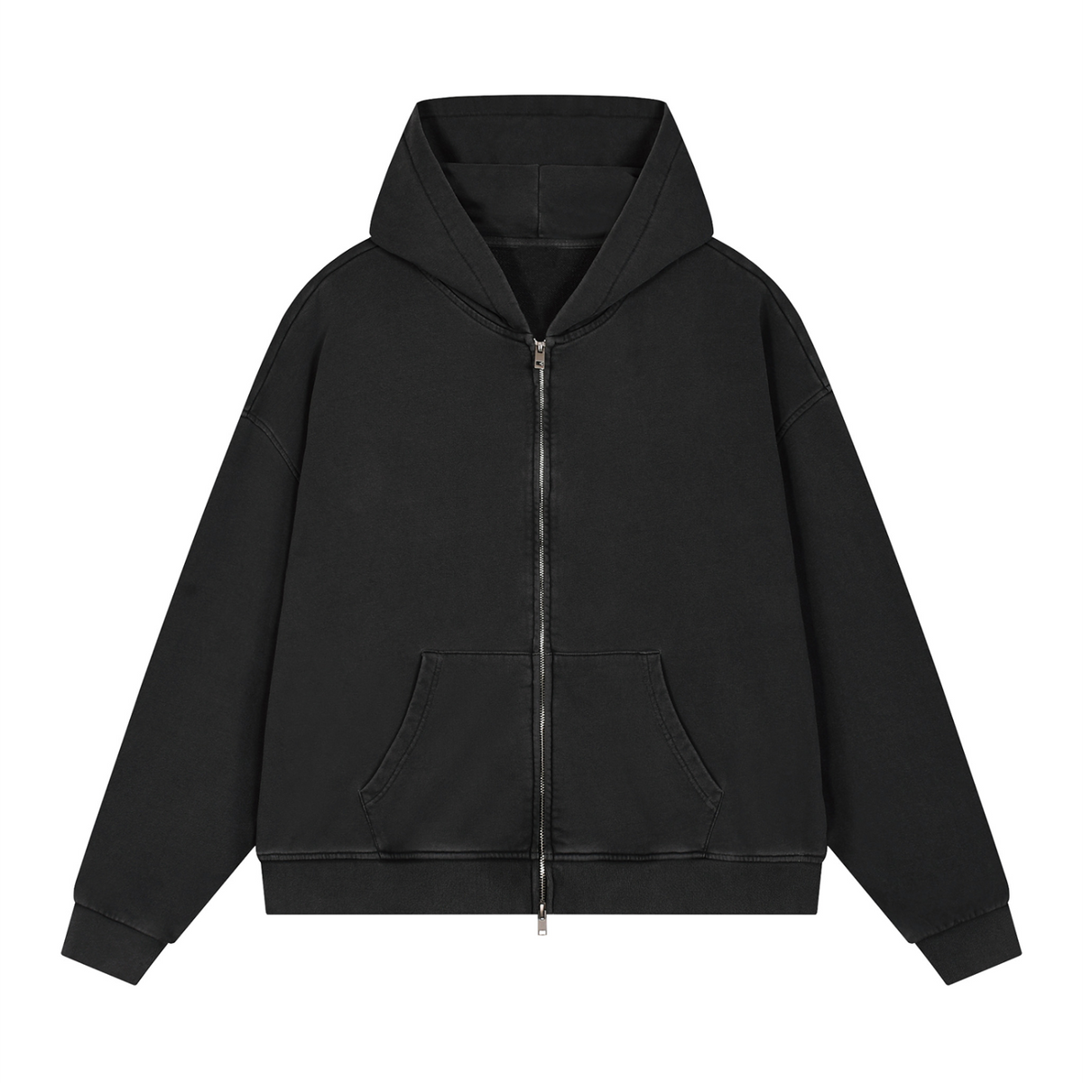 Off Script Gothic Skull Vintage Wash Full Zip Boxy Hoodie
