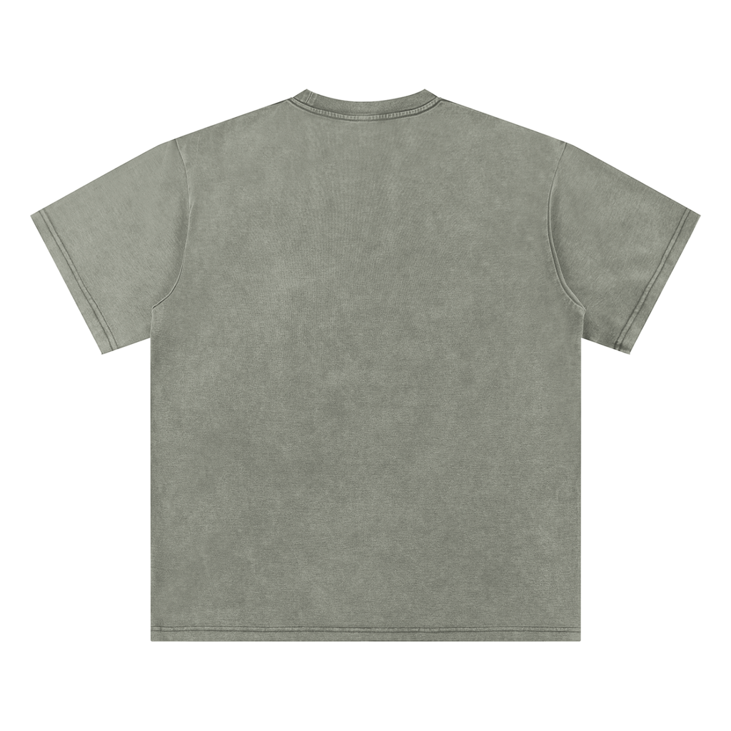 Bean Green Unisex bamboo slub snow-washed T-shirt back view