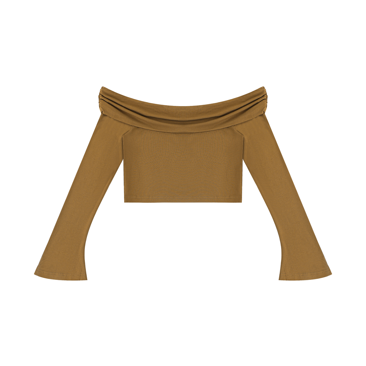 Women's Off-the-Shoulder Bell Sleeve Crop T-Shirt