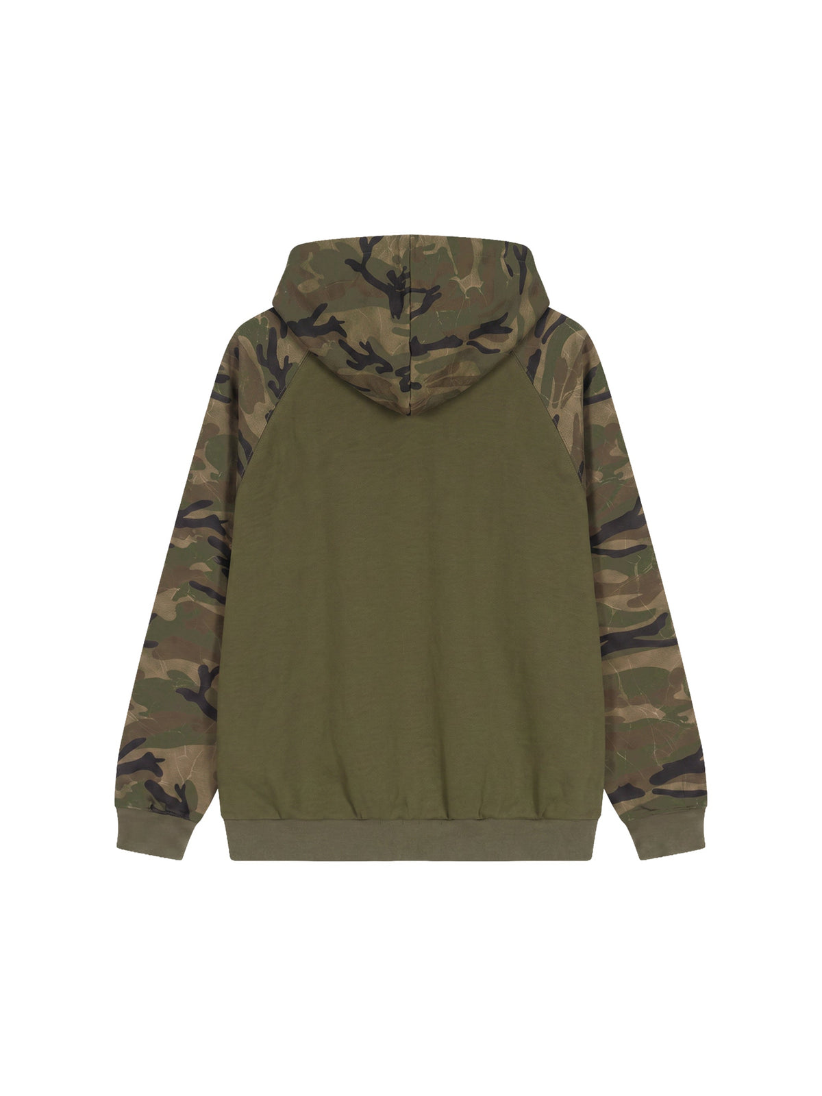 Unisex Camo-Splice Raglan Zip Hoodie