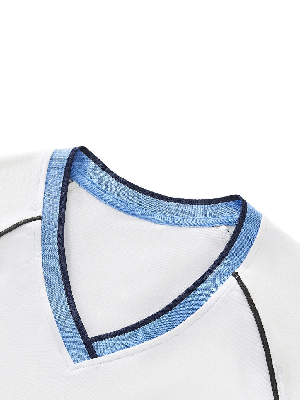 Contrast Trim V-Neck Crop T-Shirt