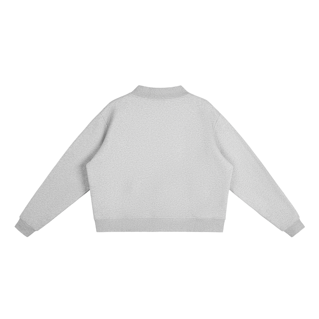 ADHD Macarena Women's Essential Fleece Mock-Neck Graphic Sweatshirt - Flower Gray back
