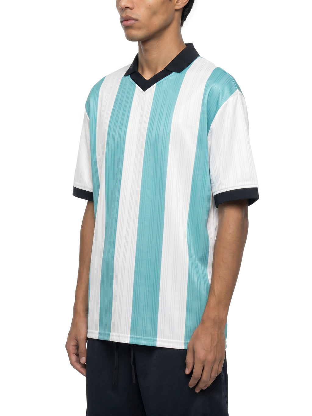 Unisex Boxy Striped Collared Soccer Jersey