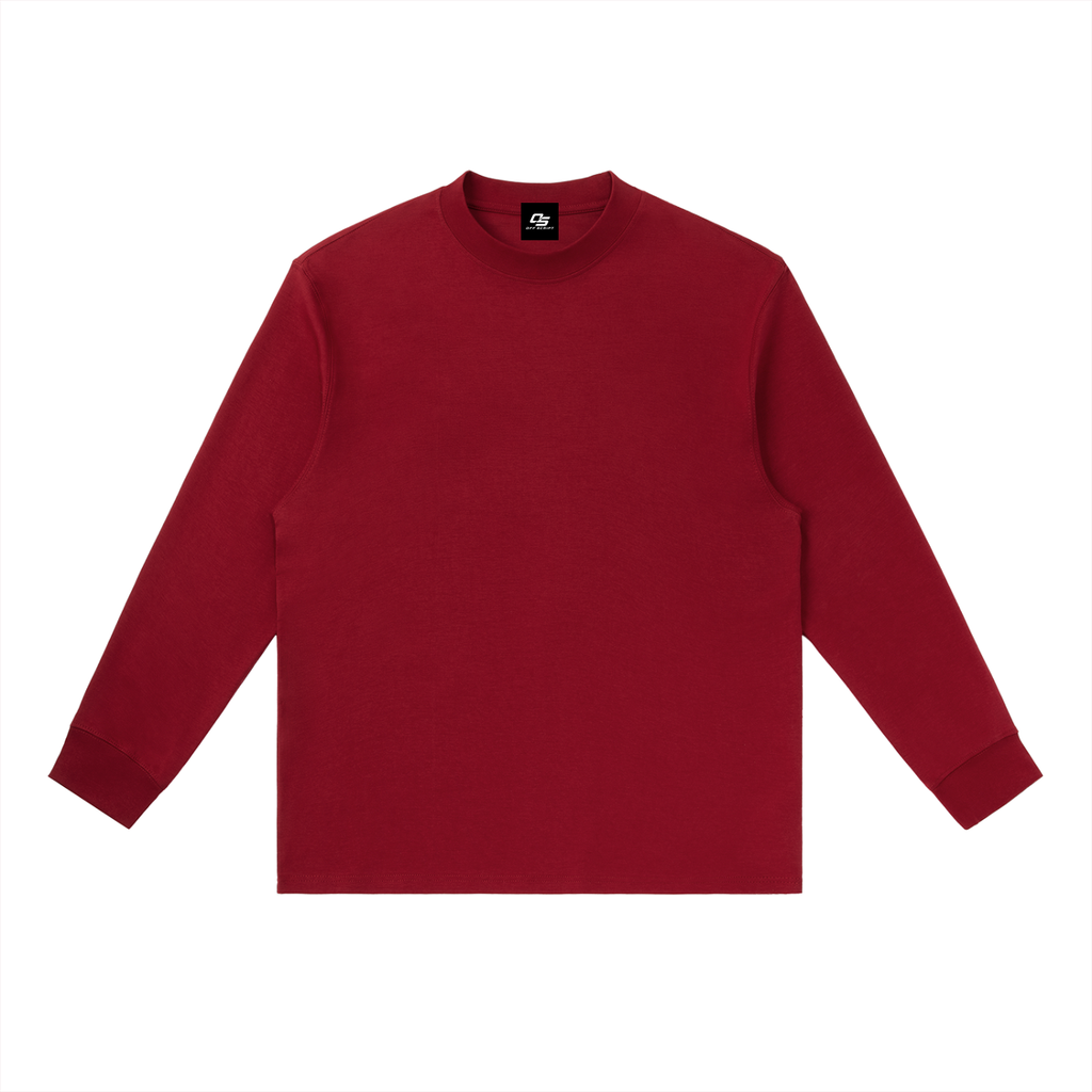 Wine Red Essential Crewneck Long-Sleeve T-Shirt front product view