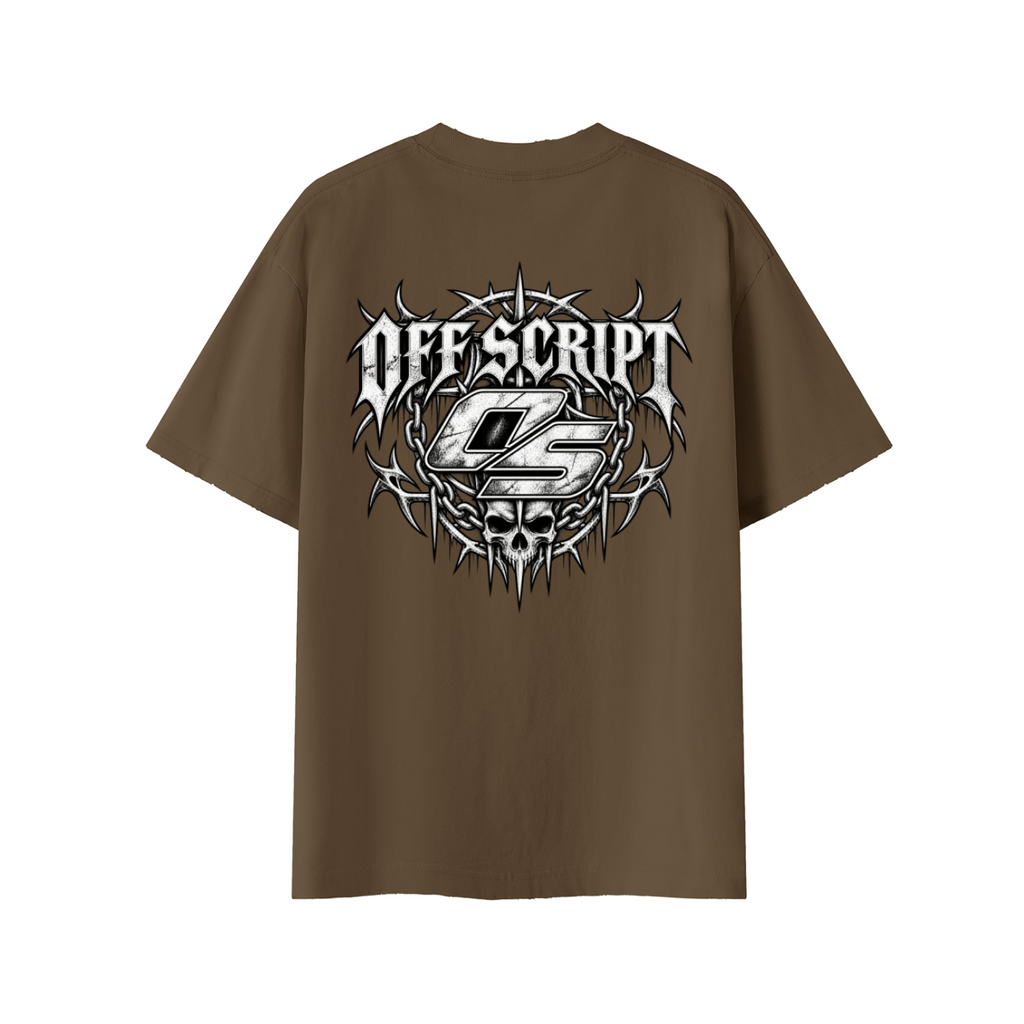 Off Script Gothic Skull Vintage Wash Distressed T-Shirt