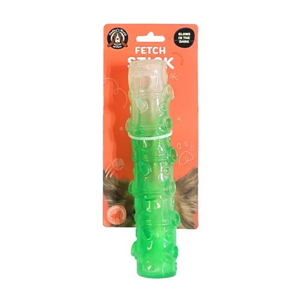Green TPR glow-in-the-dark fetch stick dog toy