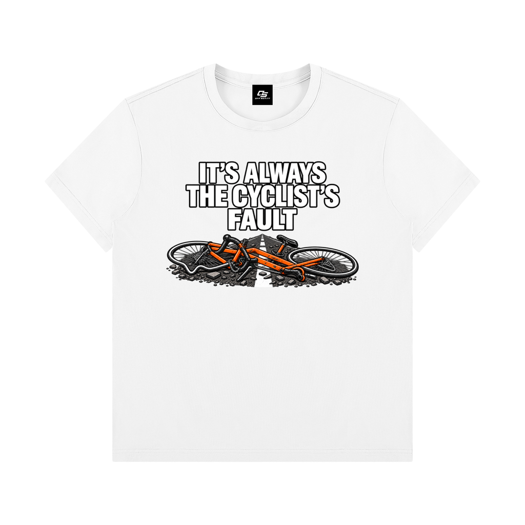 It's Always the Cyclist's Fault graphic T-shirt - White front view