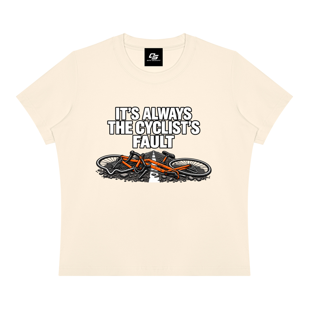 It's Always the Cyclist's Fault women's Sorona graphic T-shirt - Apricot front view