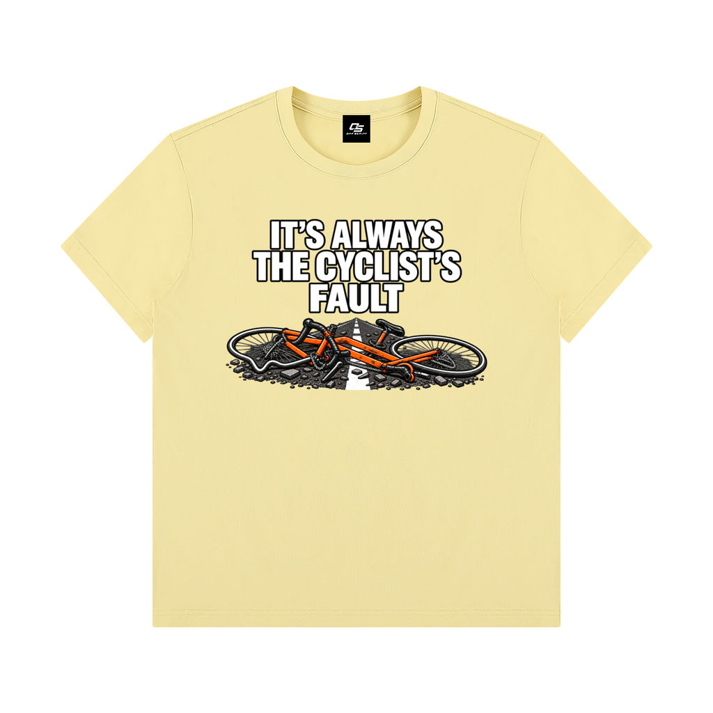 It's Always the Cyclist's Fault graphic T-shirt - Yellow front view