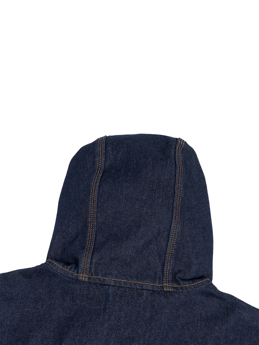 Men’s Boxy Vintage Wash Hooded Denim Jacket hood back detail
