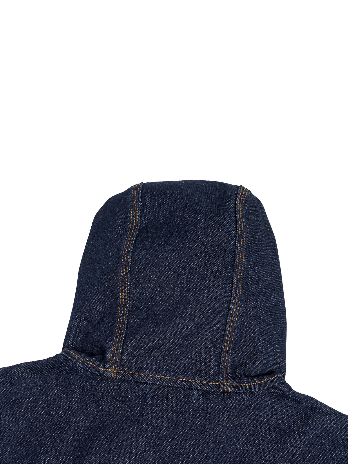 Men’s Boxy Vintage Wash Hooded Denim Jacket hood back detail