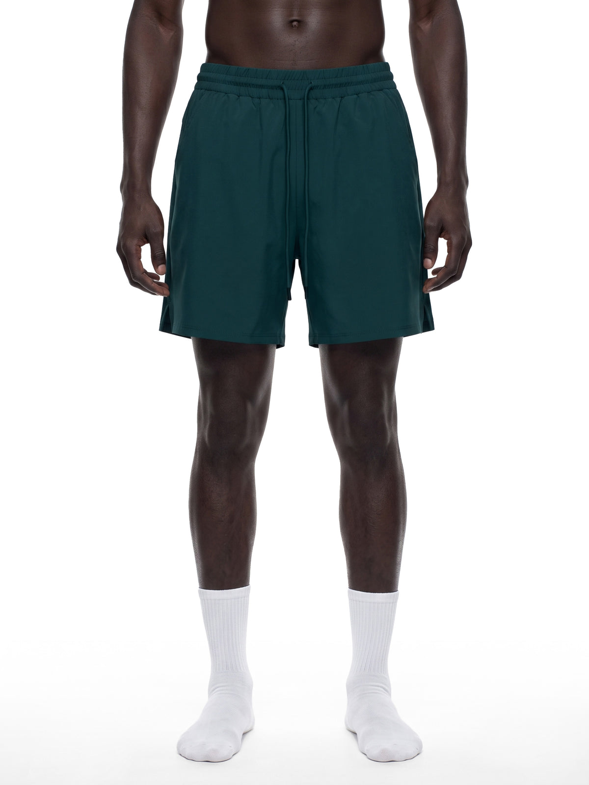 Men’s Performance Shorts deep teal model front view