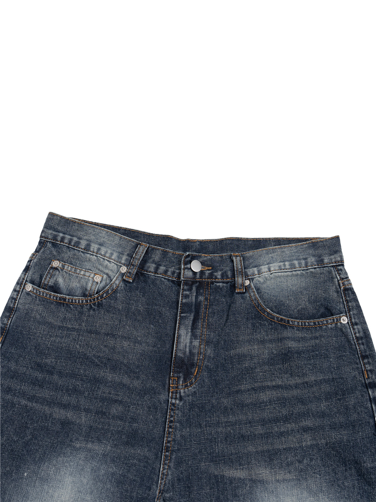 Men’s Vintage Wash Denim Jeans waistband and fly detail
