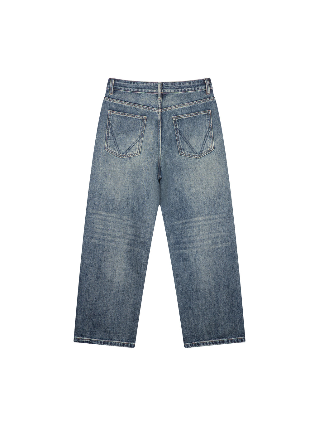 Men’s Vintage Wash Straight Leg Denim Jeans jeans blue back view