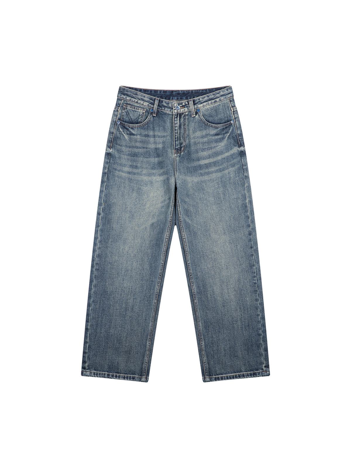 Men’s Vintage Wash Straight Leg Denim Jeans jeans blue front view