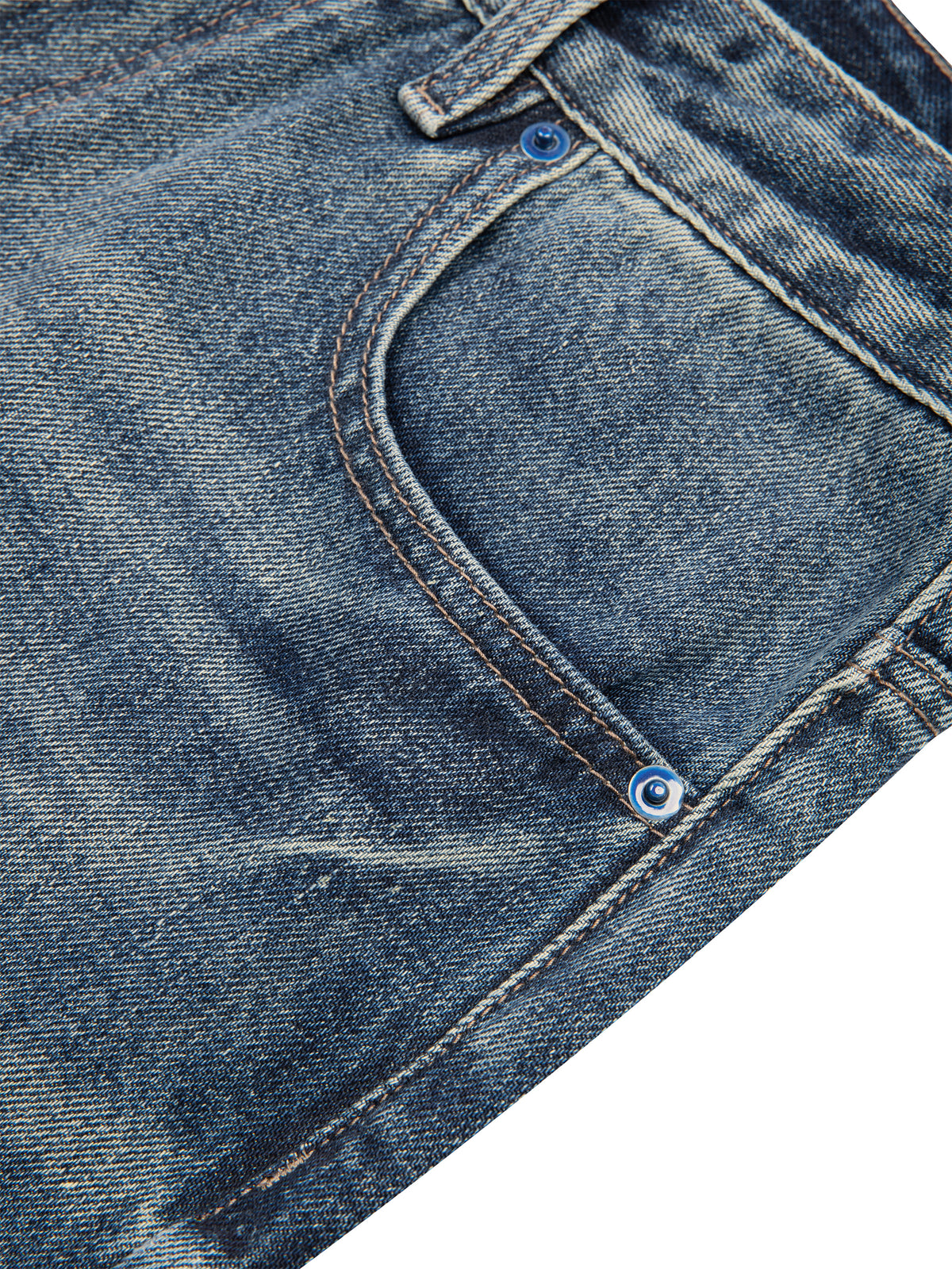 Men’s Vintage Wash Straight Leg Denim Jeans hem detail
