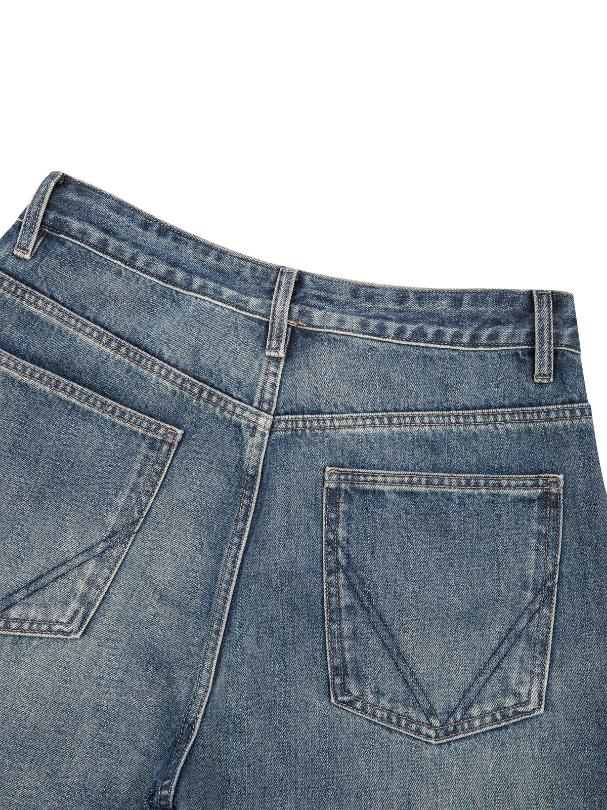 Men’s Vintage Wash Straight Leg Denim Jeans rear pocket detail