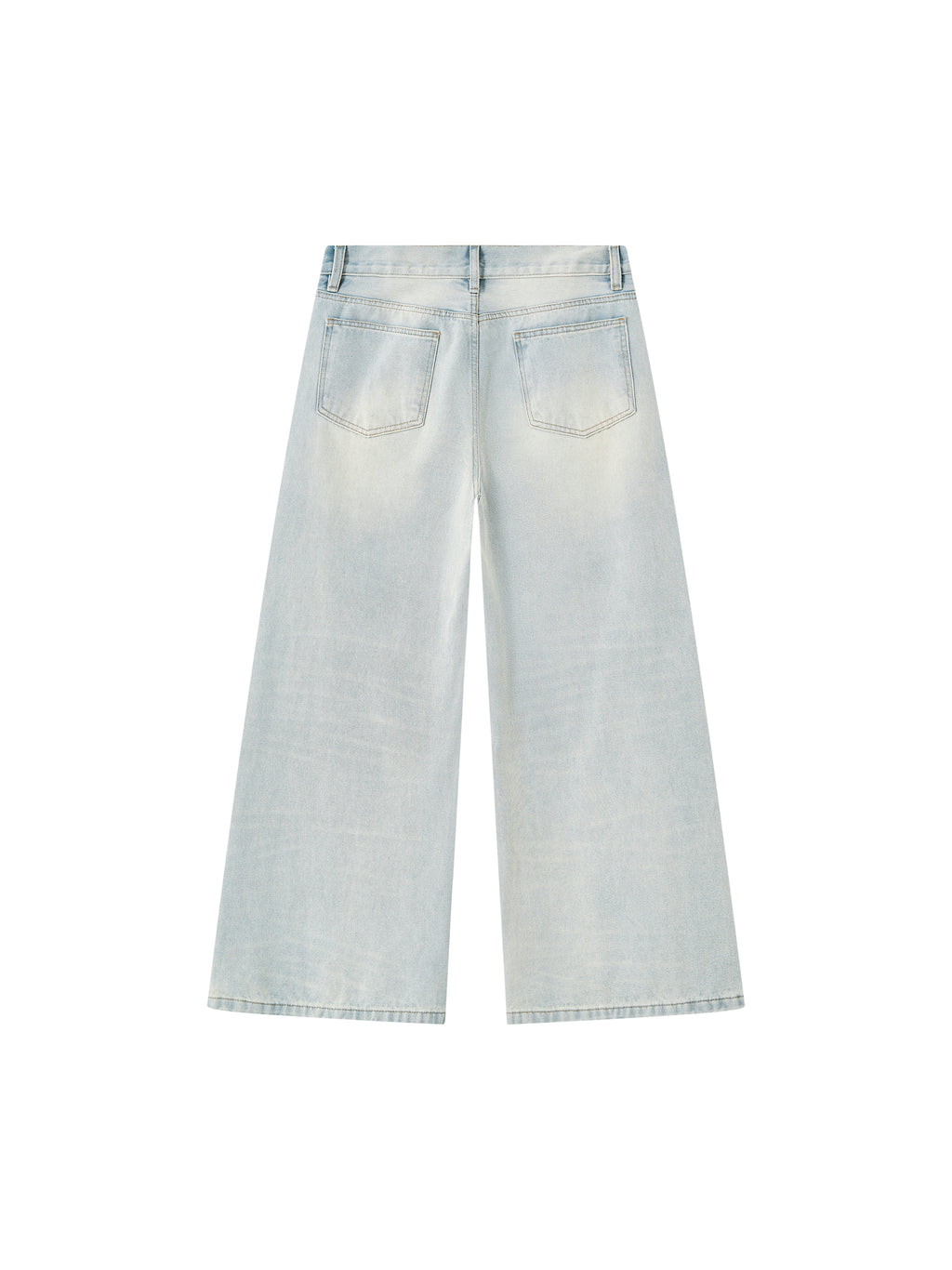 Men’s Vintage Wash Wide Leg Denim Jeans blue back 3D mockup