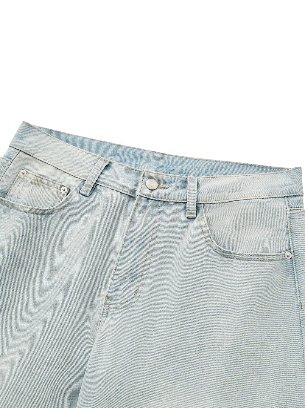 Men’s Vintage Wash Wide Leg Denim Jeans waistband and fly detail