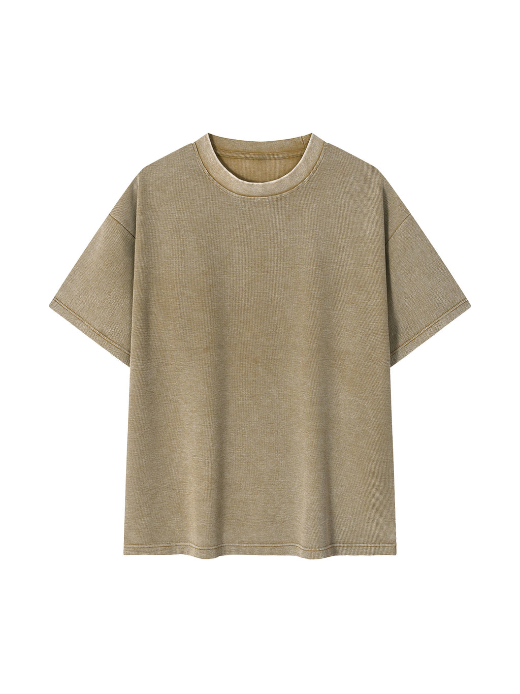Mineral Wash Waffle Knit T-Shirt – Khaki front view
