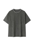 Mineral Wash Waffle Knit T-Shirt – Gray front view