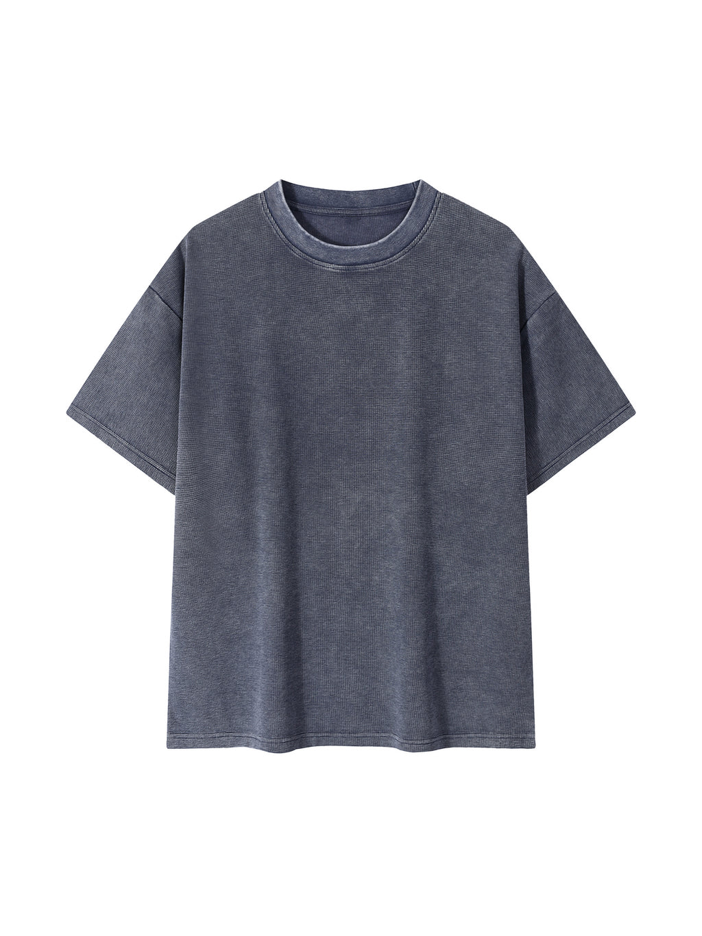 Mineral Wash Waffle Knit T-Shirt – Blue front view