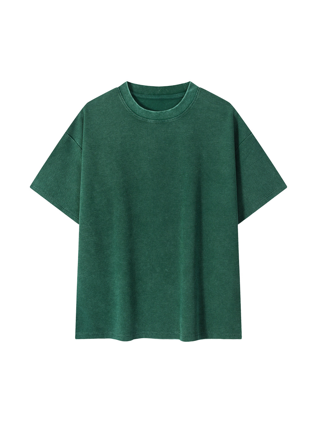Mineral Wash Waffle Knit T-Shirt – Blackish Green front view