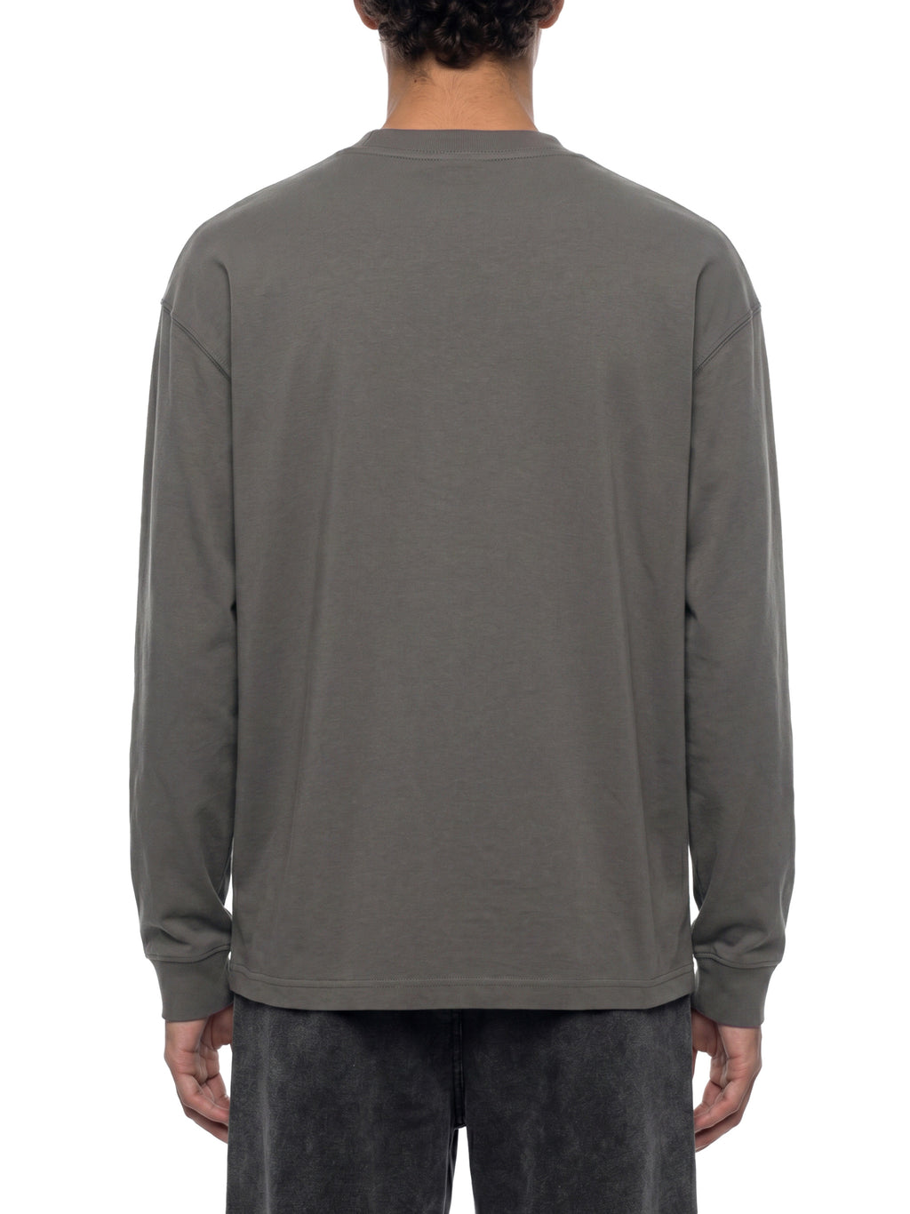 Off Script Essential Crewneck Long-Sleeve T-Shirt on male model back view