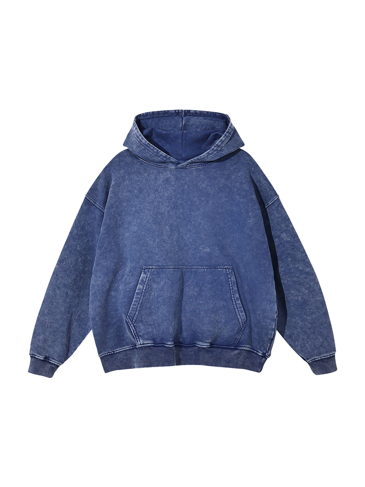 Off Script snow-washed oversized cotton hoodie, Dark Blue front